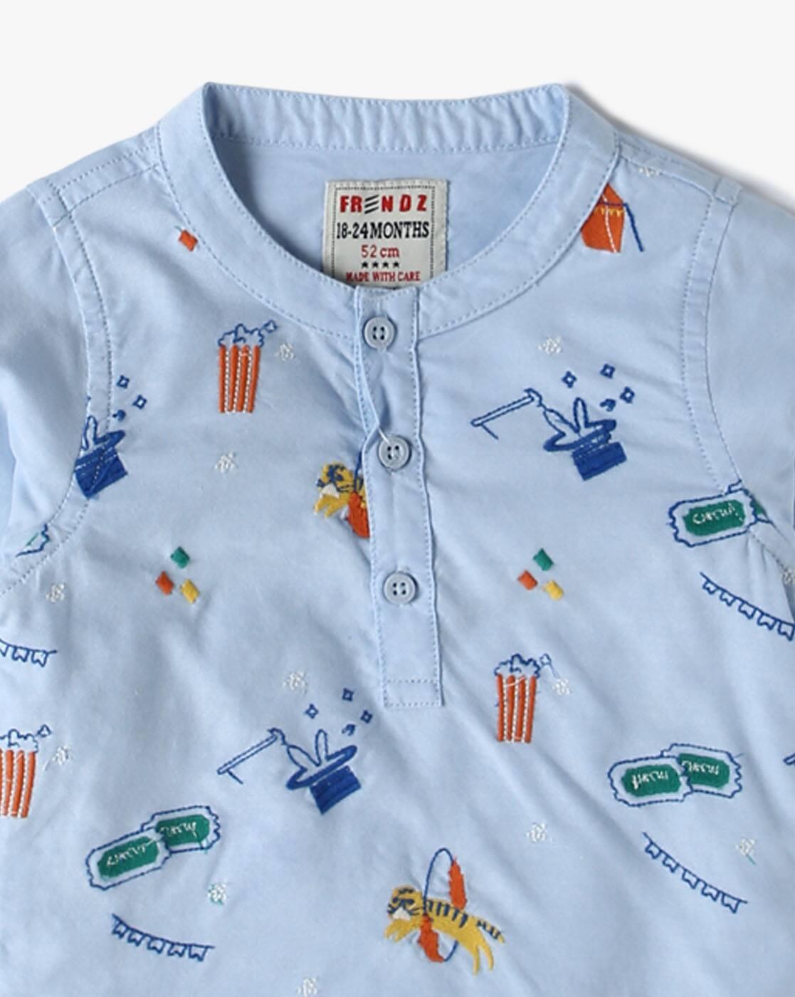 EMBROIDERED OXFORD SHIRT, BLUE, 18-24M