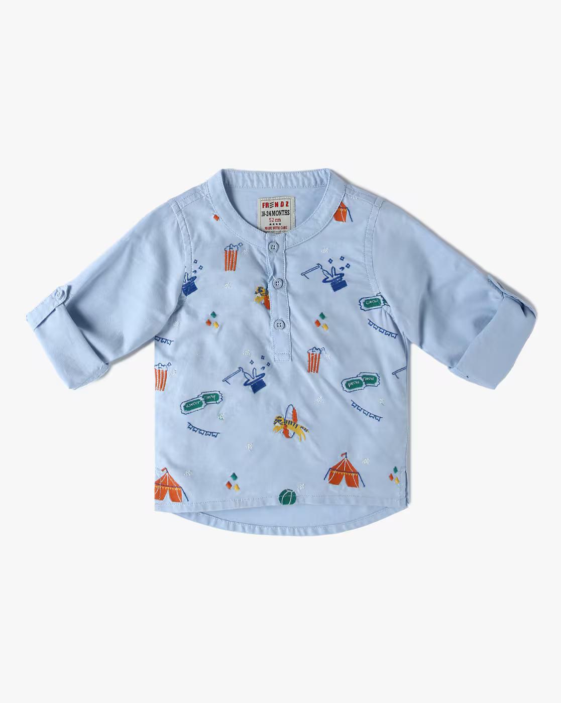 EMBROIDERED OXFORD SHIRT, BLUE, 18-24M