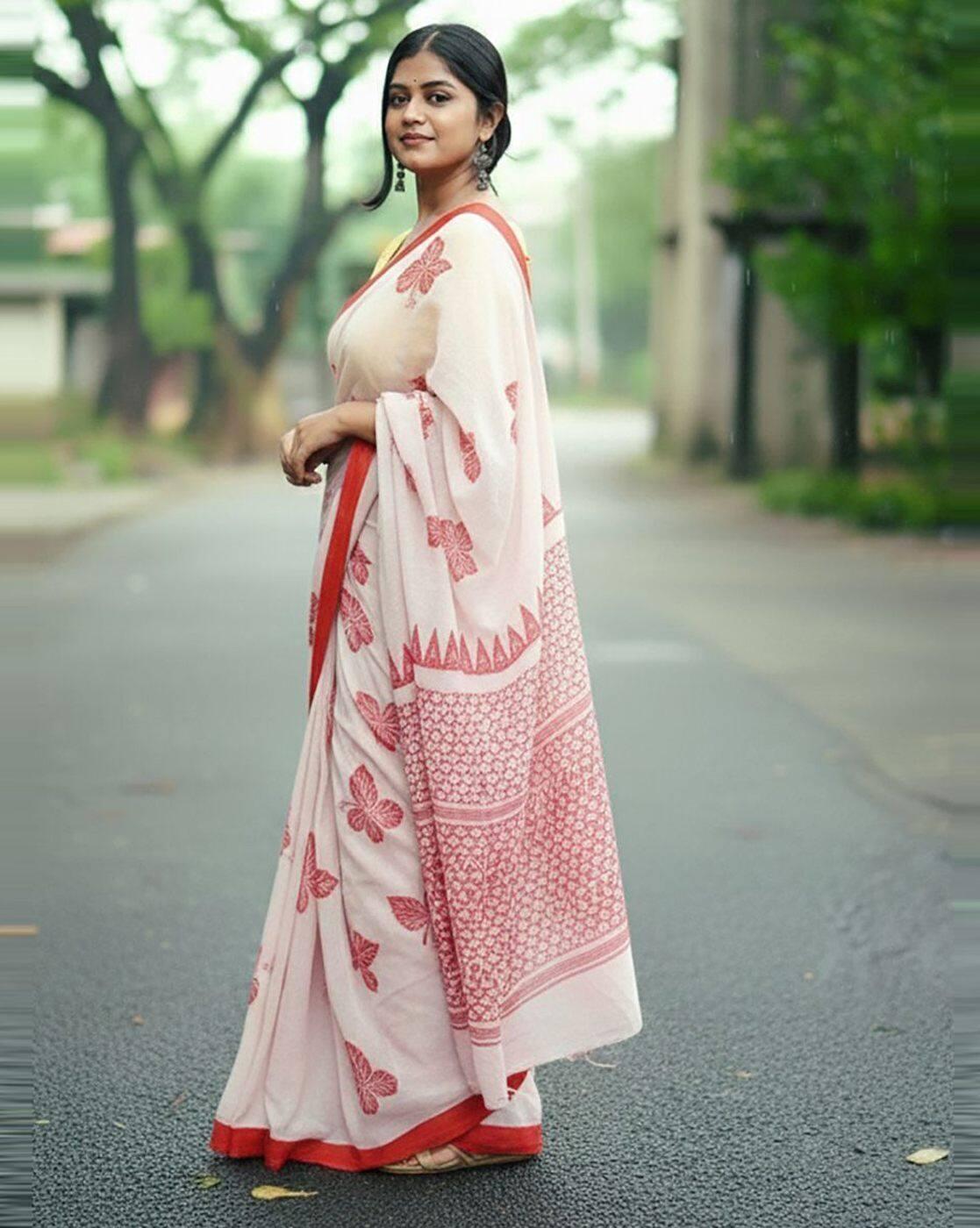 Woven Linen Silk Printed Designer Saree
