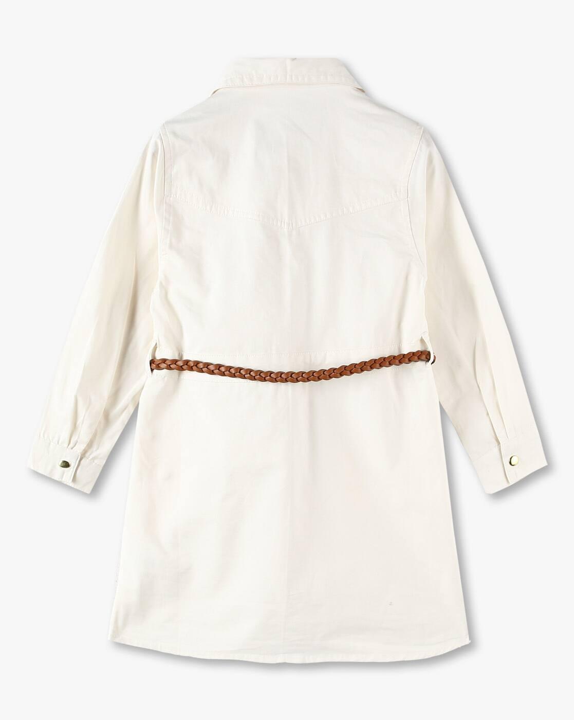 shirt dress w embro and bra, CREAM, 2-3Y