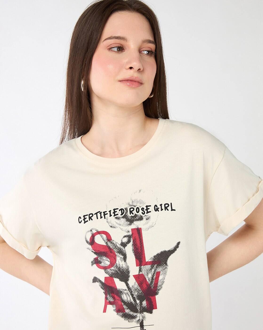 Women Graphic Print Boyfriend Fit T-Shirt