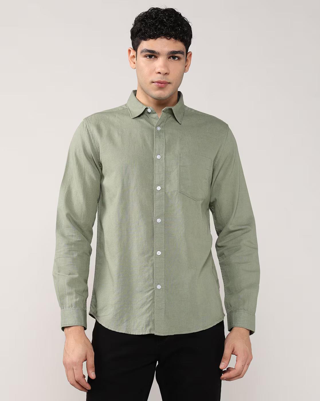 Men Patterned Regular Fit Shirt with Patch Pocket