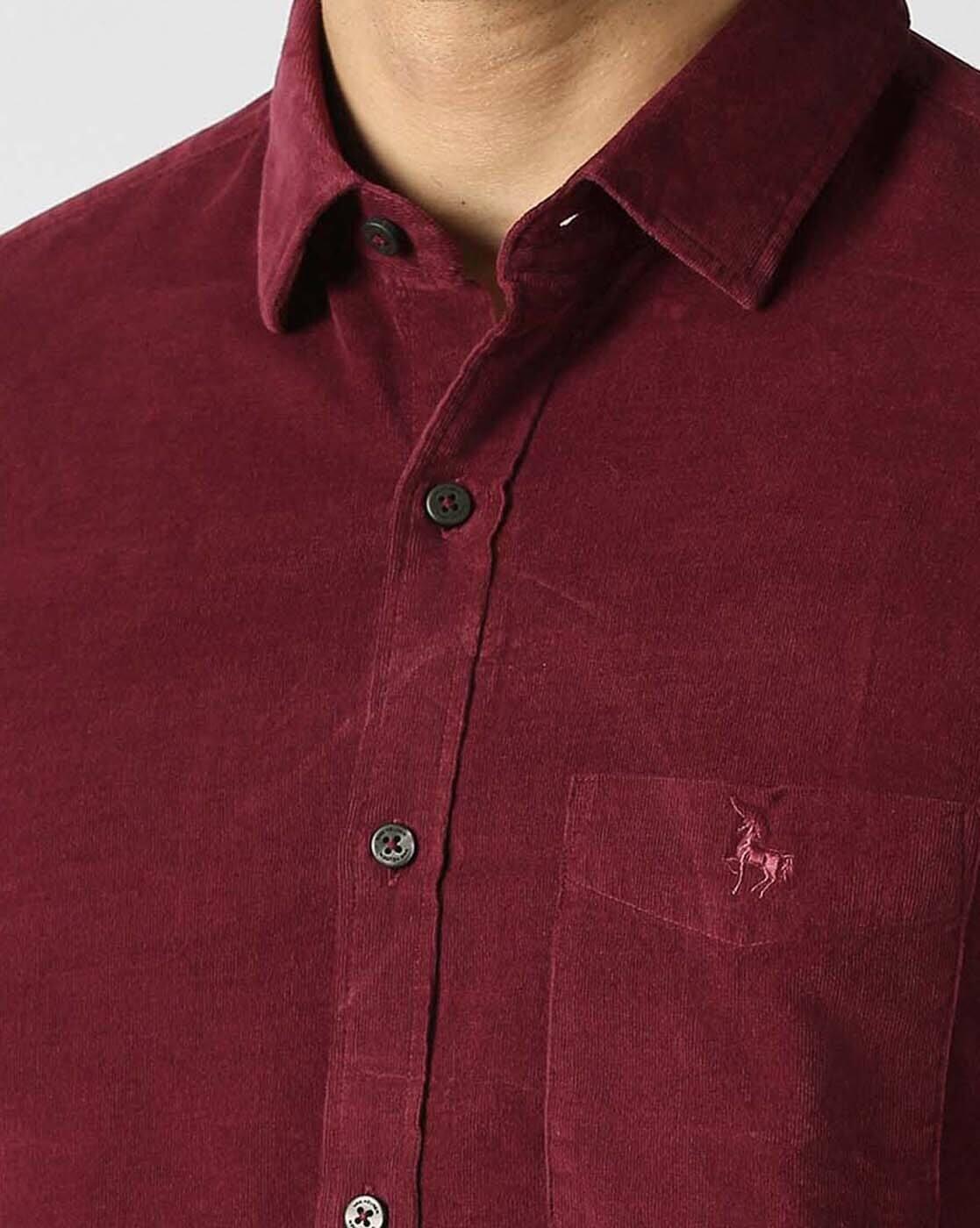 Men Slim Fit Spread-Collar Shirt