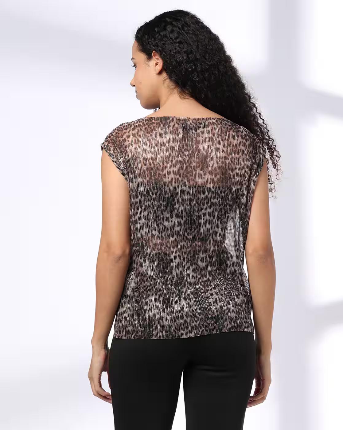 BOAT NECK TOP, BROWN, L