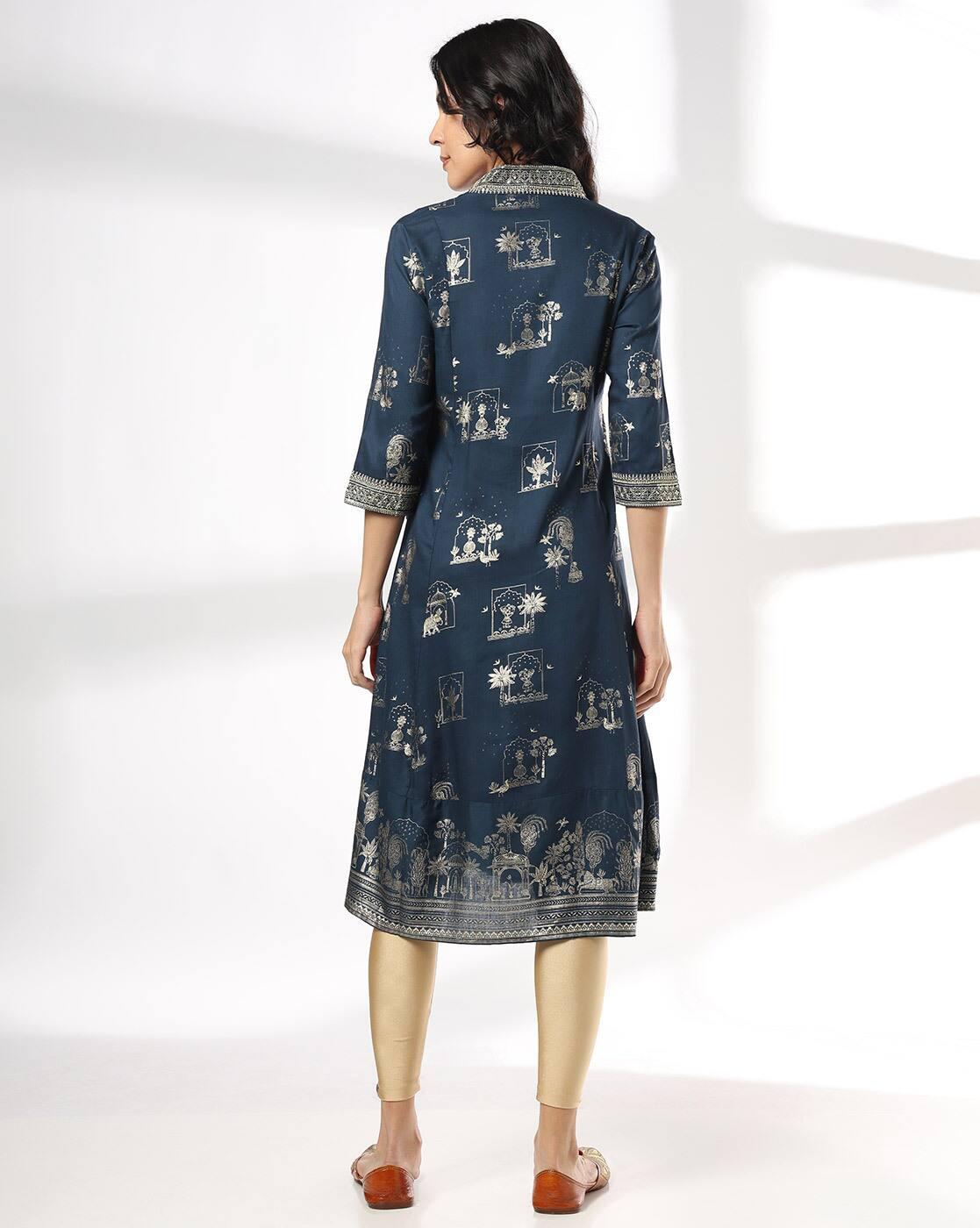EMB FESTIVE KURTA, BLUE, XS