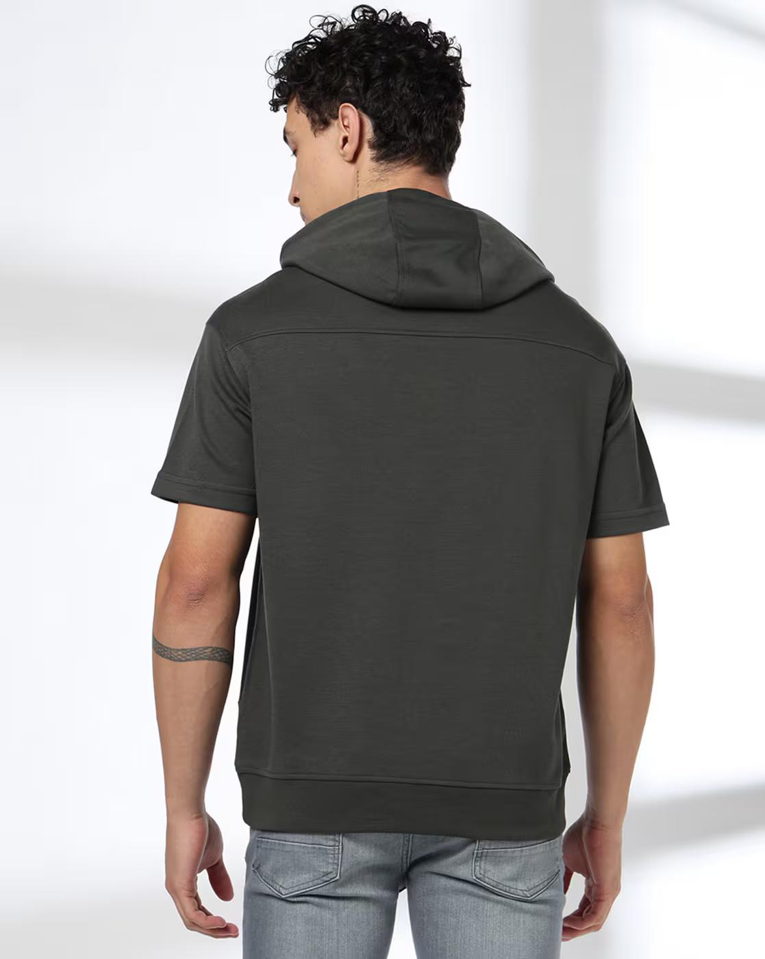 Men Embroidered Boxy Fit Hooded T-Shirt