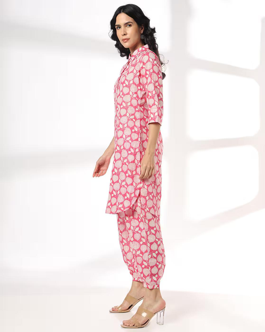 PAN LEAF JAAL SHIRT COLLAR SET, PINK, XL