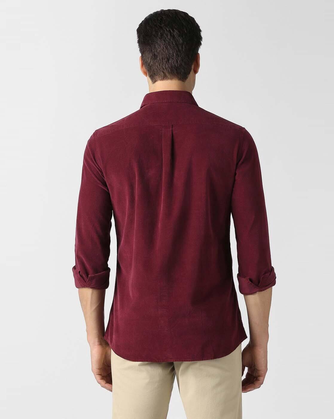 Men Slim Fit Spread-Collar Shirt