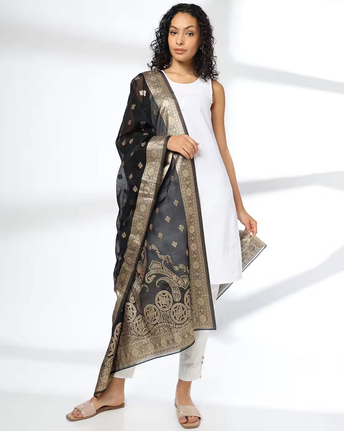 Women Paisley Print Chanderi Dupatta