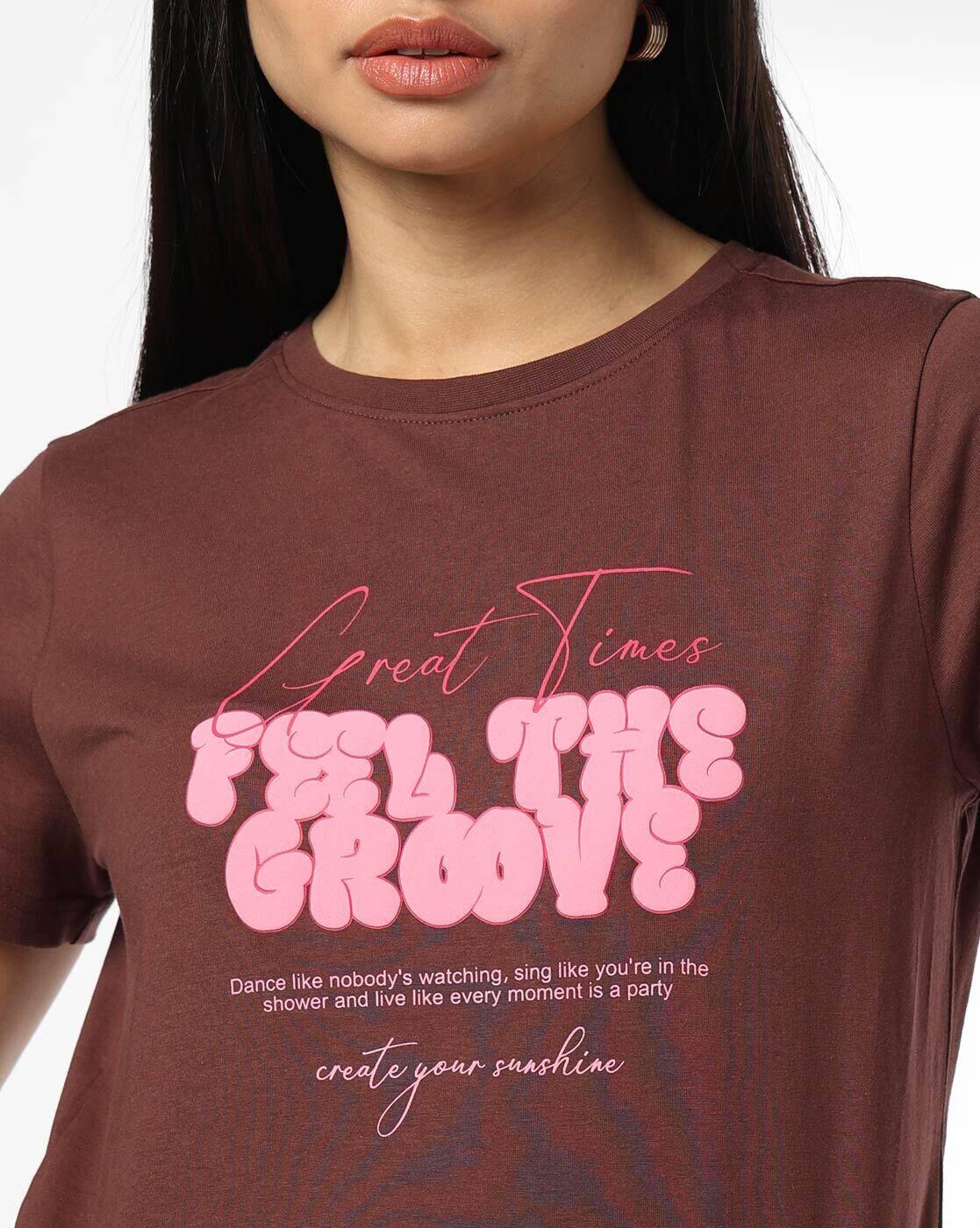 GROOVE REGULAR CROP BODY TEE, BROWN, XS