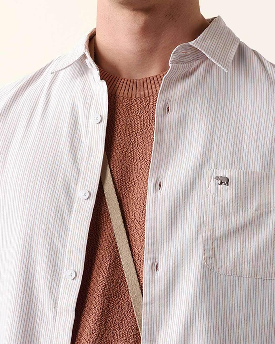 Men Spread Collar Slim Fit Shirt