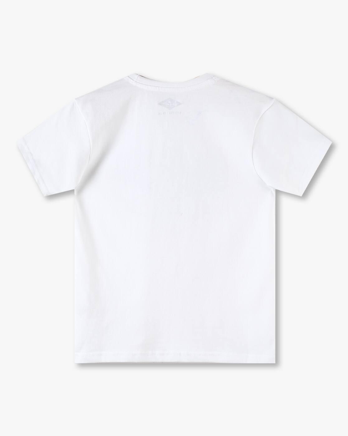 Boys Brand Print Regular Fit Cotton Round-Neck T-Shirt