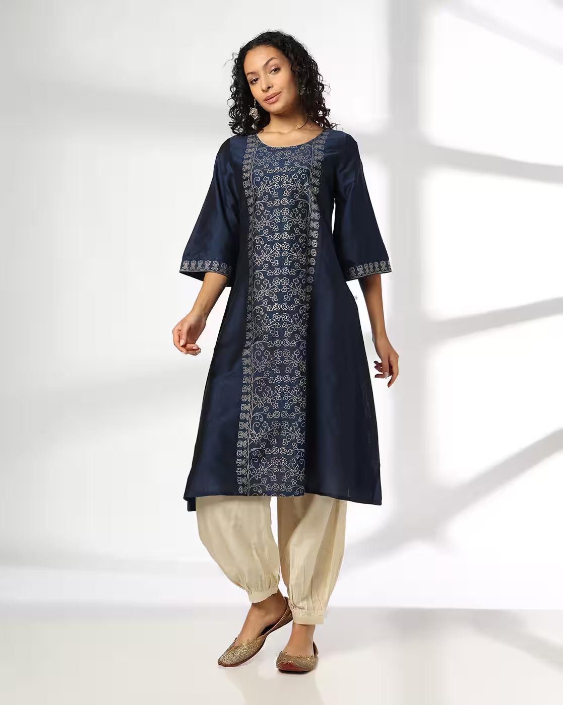 Women Floral Print A-Line Kurta with Patiala Pants