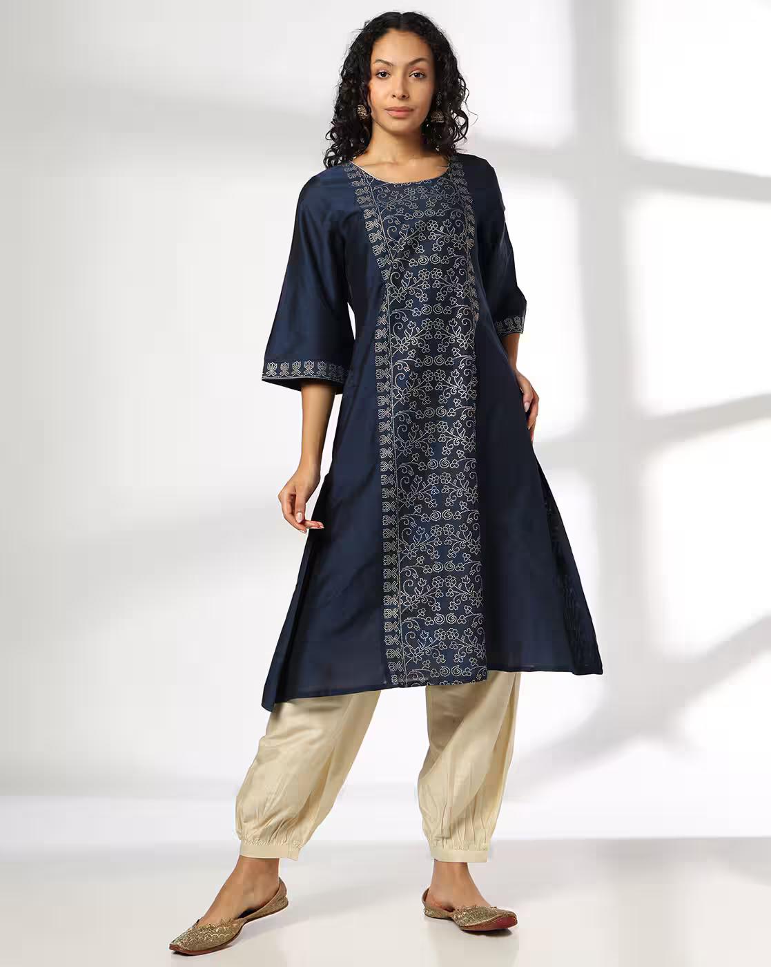 Women Floral Print A-Line Kurta with Patiala Pants