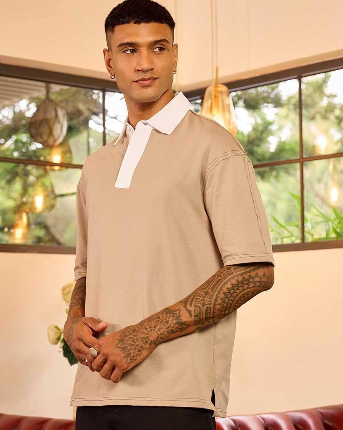 Men Oversized Fit Polo T-Shirt