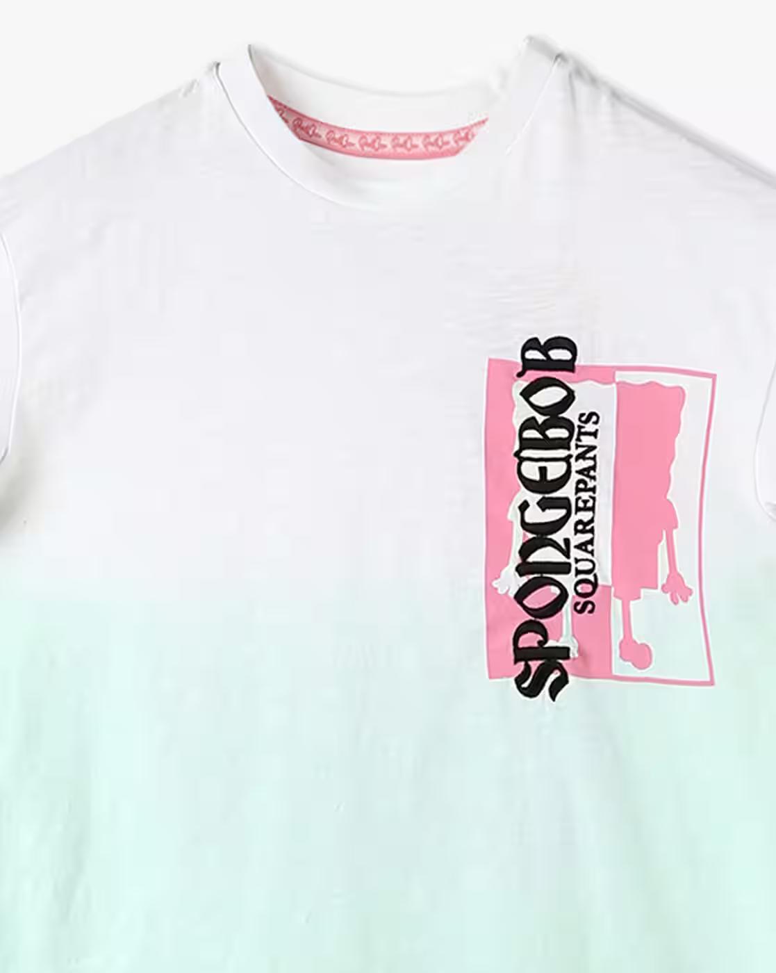 Girls Ombre Print Oversized Round-Neck T-Shirt