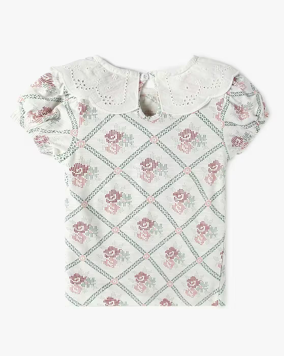 Girls Floral Print Regular Fit Top