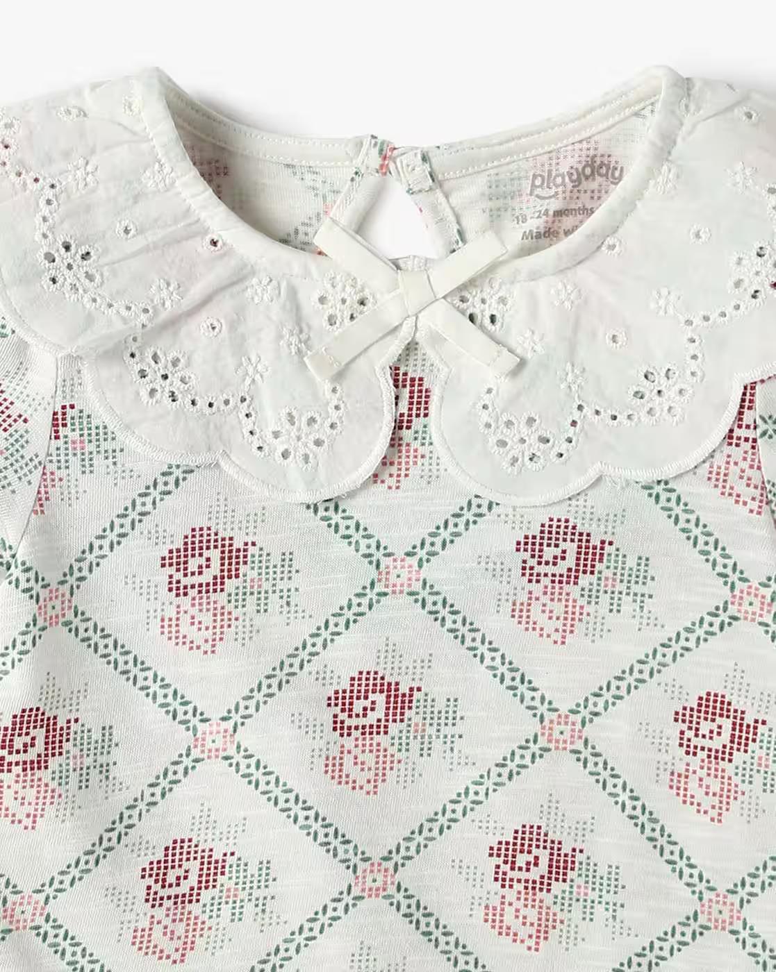 Girls Floral Print Regular Fit Top