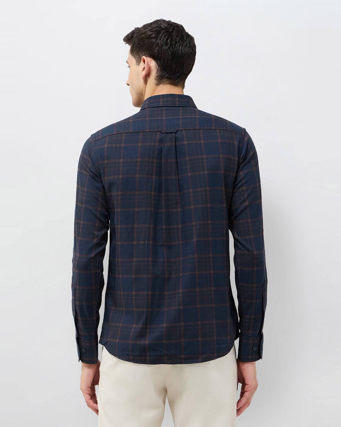 Men Checked Tailored Fit Shirt with Patch Pocket