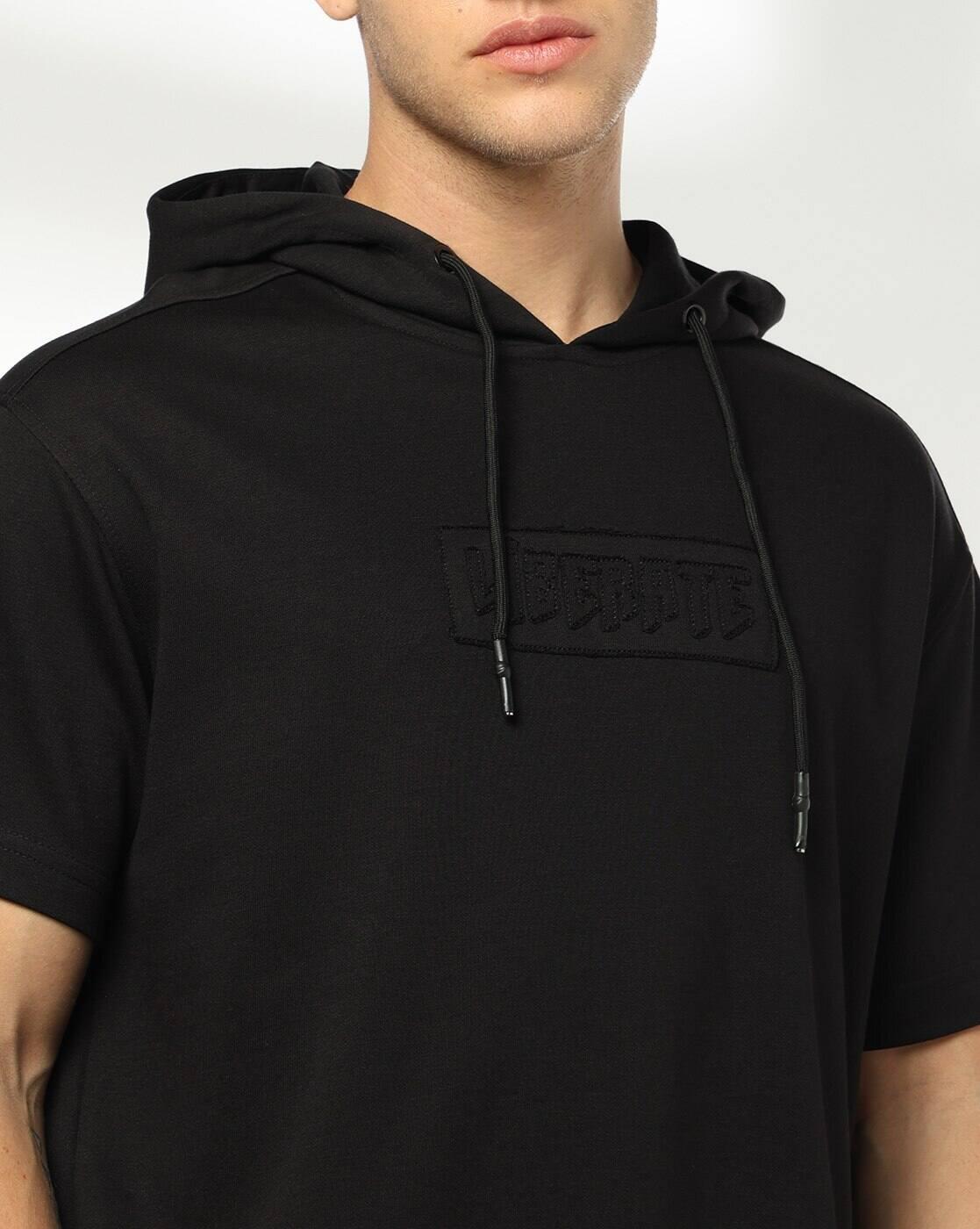 Men Embroidered Boxy Fit Hooded T-Shirt