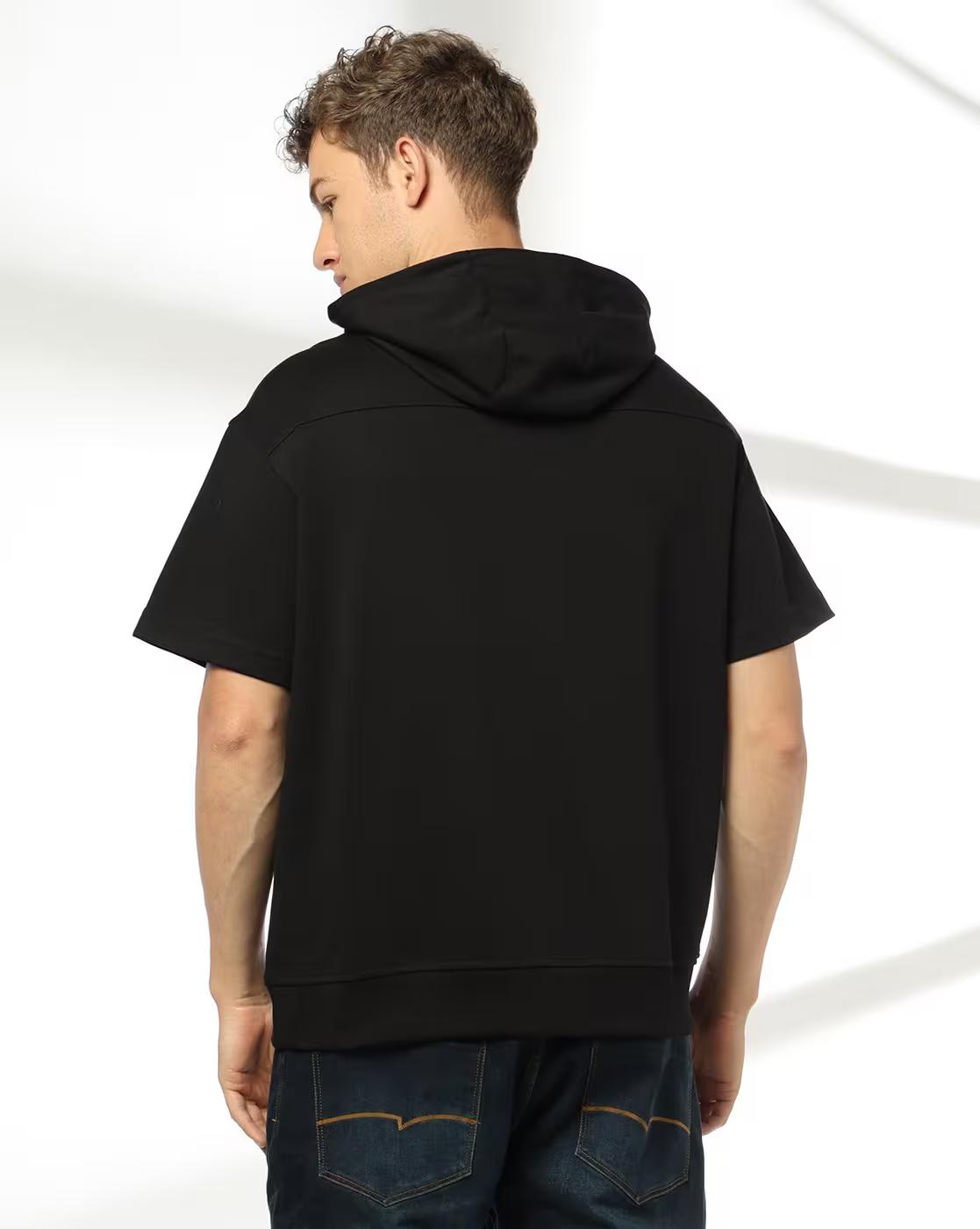 Men Embroidered Boxy Fit Hooded T-Shirt