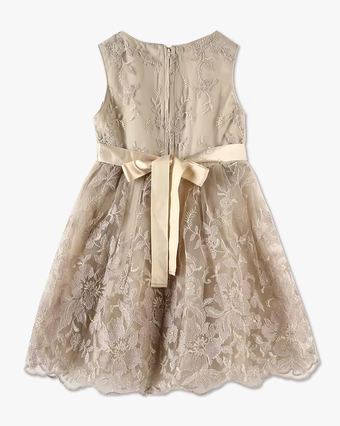Girls Embroidery Fit & Flare Dress