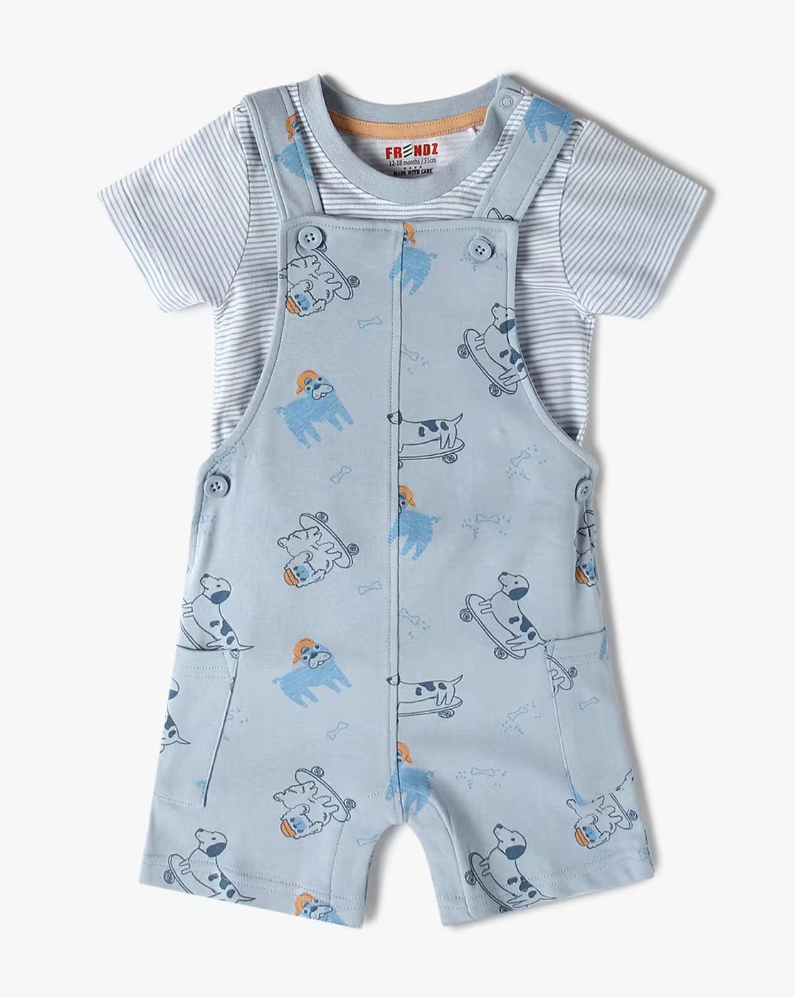 FU AOP DUNGAREE, BLUE, 0-3M