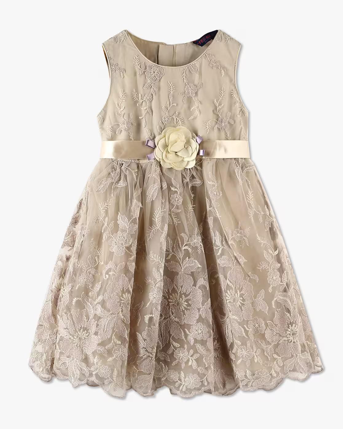 Girls Embroidery Fit & Flare Dress