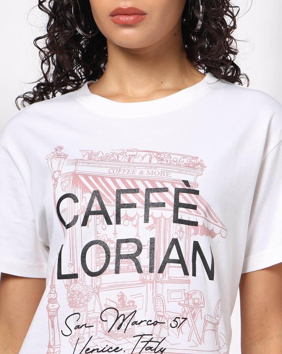 Women Typographic Print Loose Fit Round-Neck T-Shirt