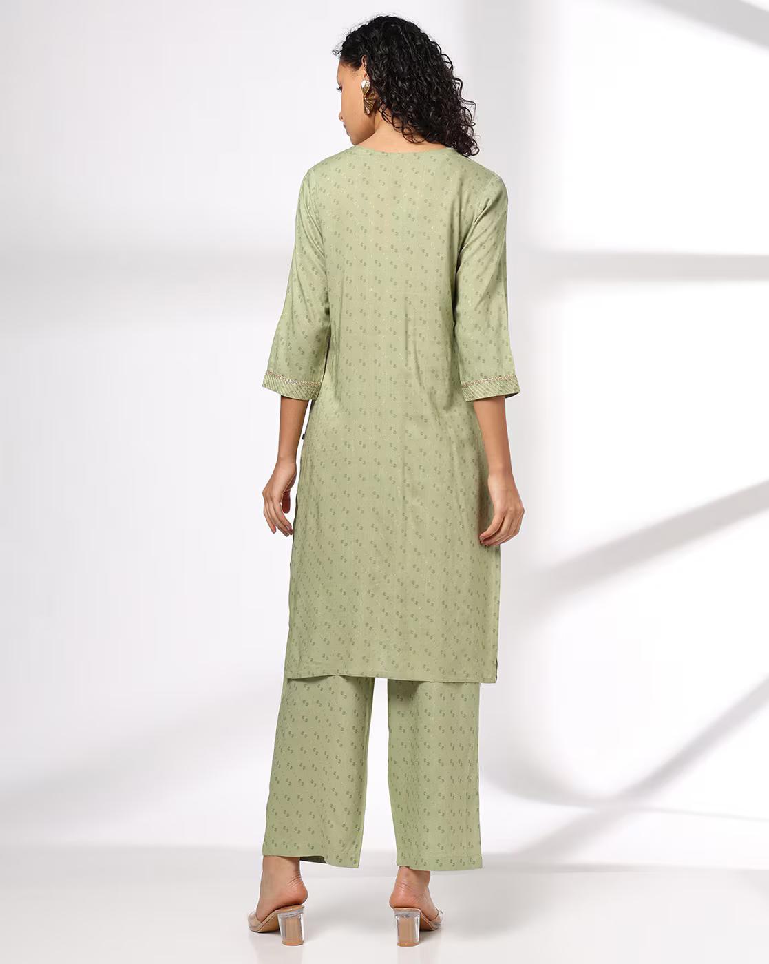 Women All-Over Print Straight Kurta & Palazzos Set
