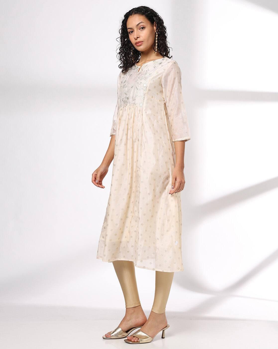 EMB FESTIVE KURTA, BEIGE, XL
