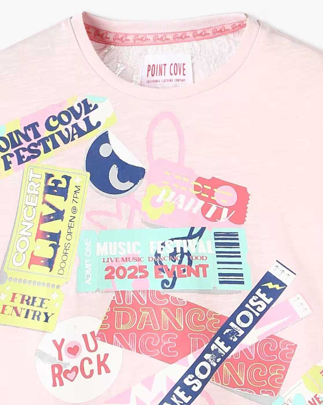 Girls Graphic Print Boxy Fit Round-Neck T-Shirt