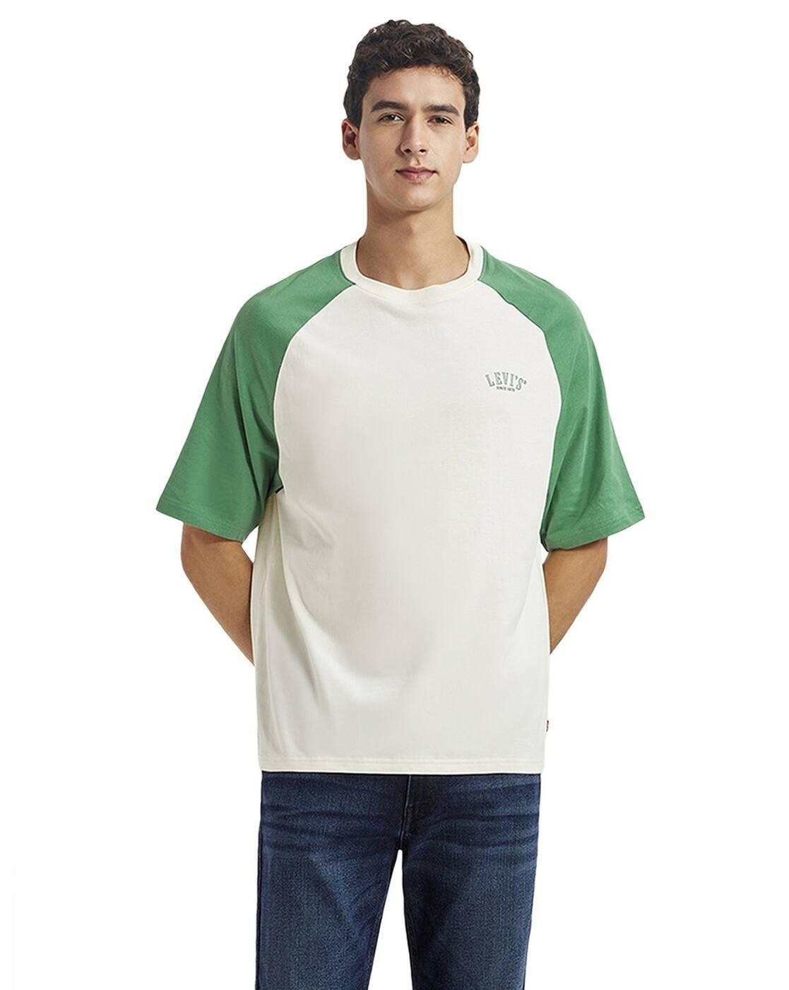 Men Colourblock Loose Fit Crew-Neck T-Shirt