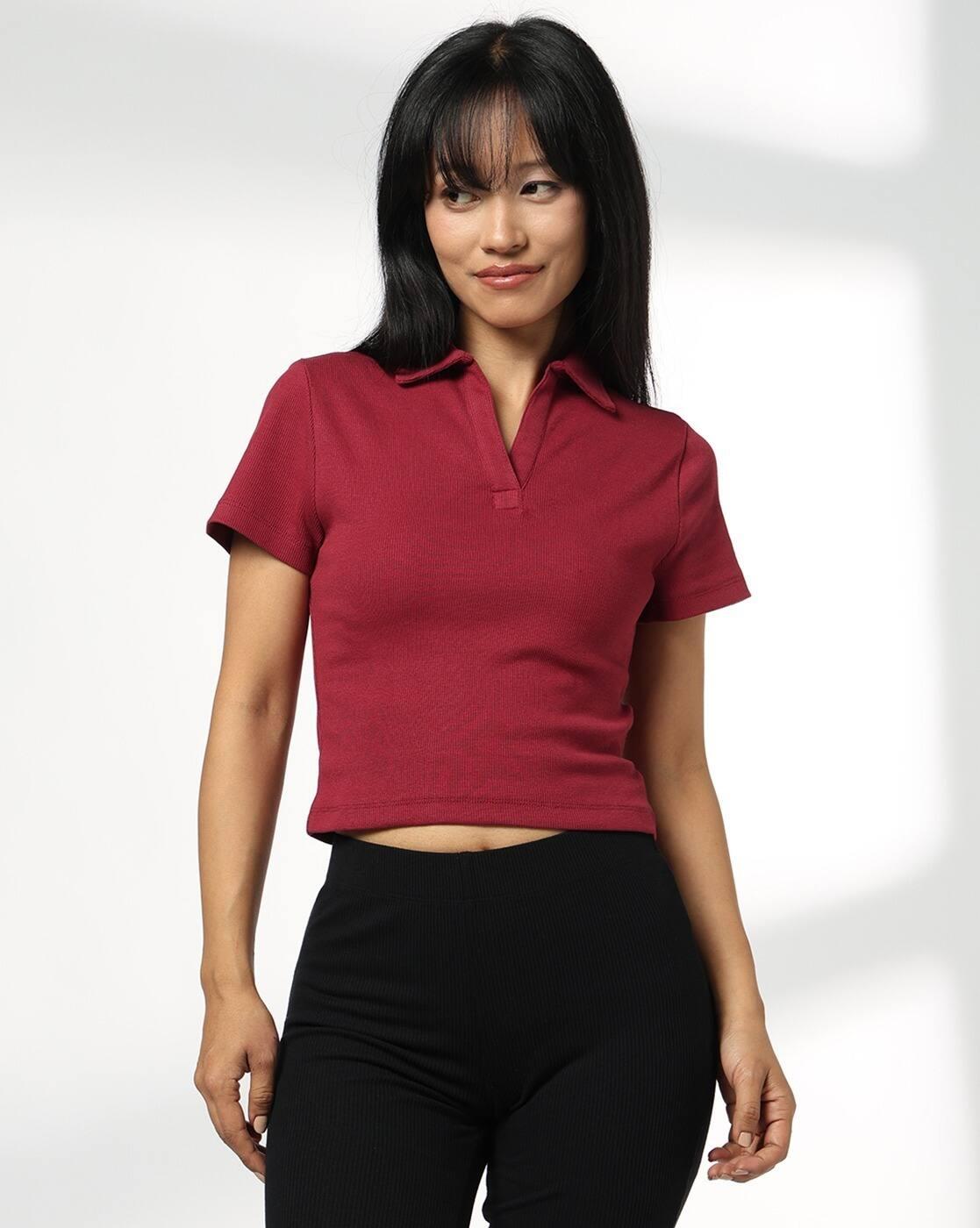 Cotton Elastane RIb Polo, MAROON, L