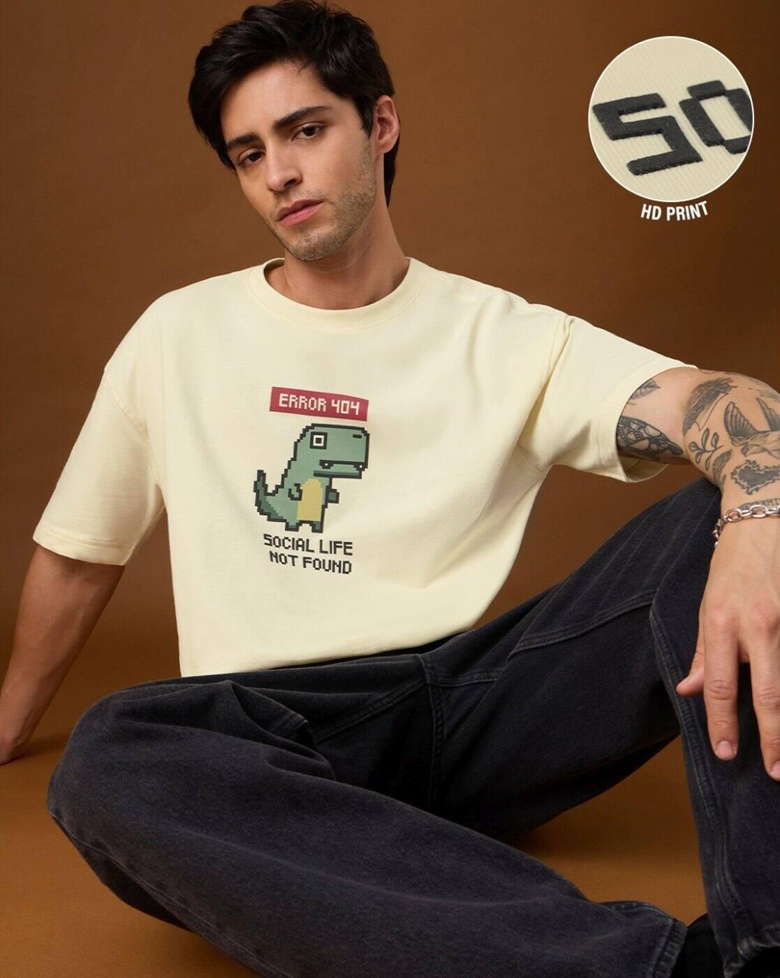 Oversized T-Shirt Error 404|The Souled Store  - Men Graphic Oversized Fit T-Shirt