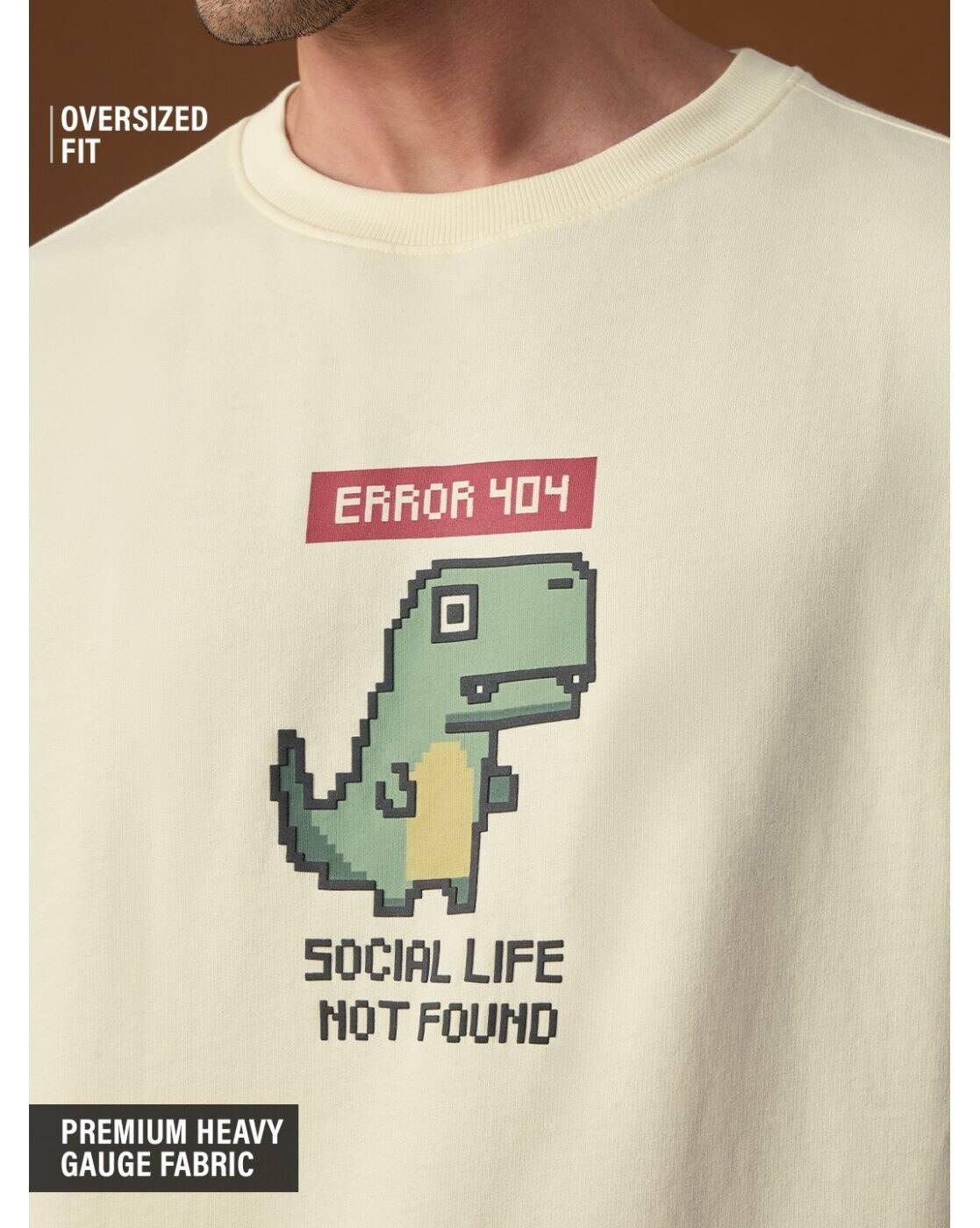 Oversized T-Shirt Error 404|The Souled Store  - Men Graphic Oversized Fit T-Shirt