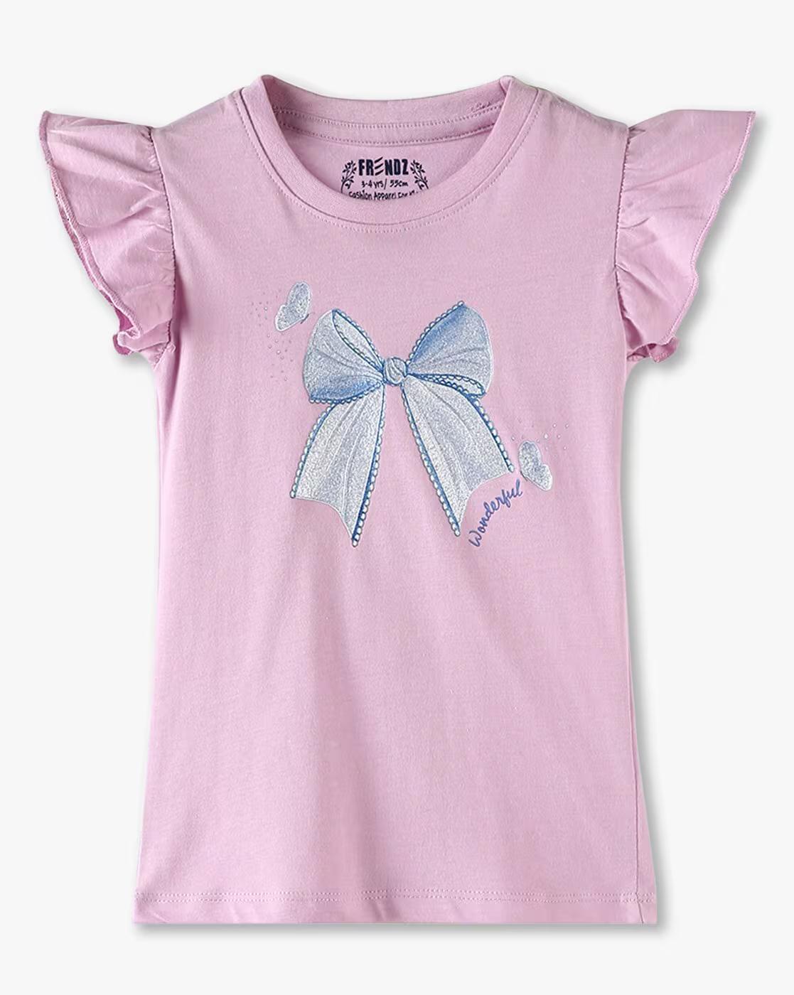 Girls Graphic Print Regular Fit Round-Neck T-Shirt