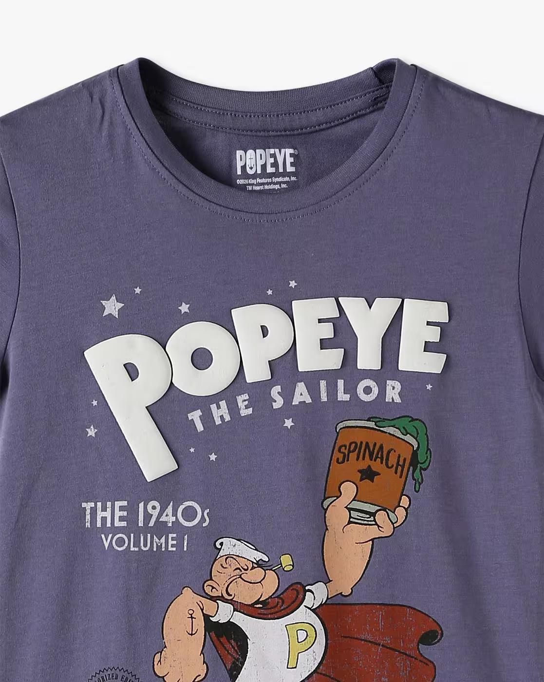Boys Popeye Print Tailored Fit Round-Neck T-Shirt