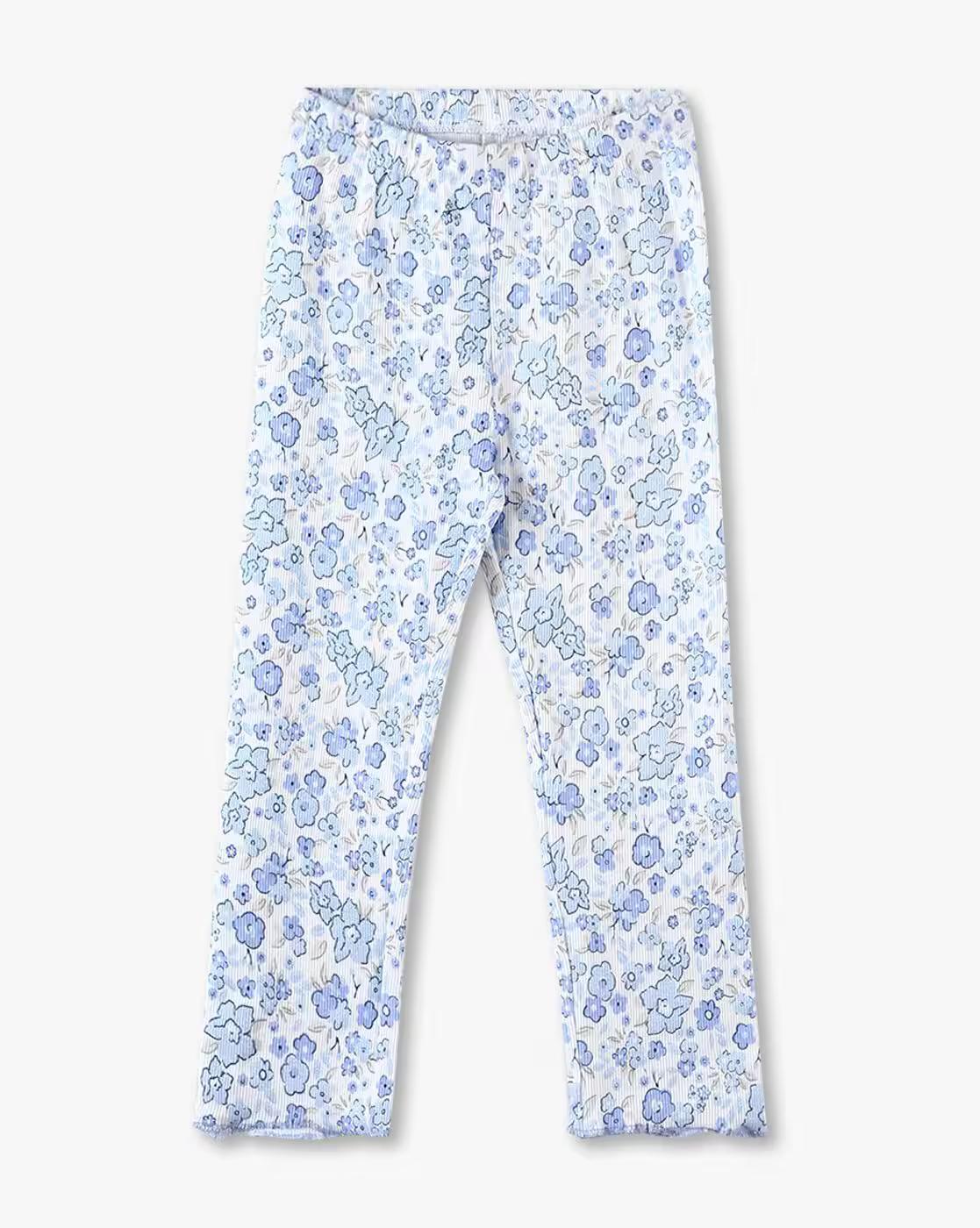 Girls Floral Print Leggings with Elasticated Waist