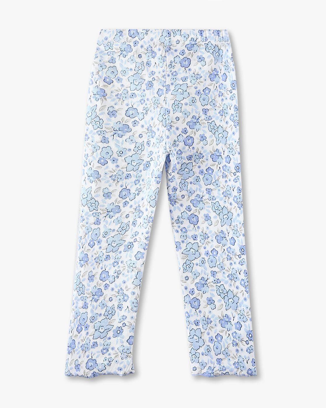 Girls Floral Print Leggings with Elasticated Waist
