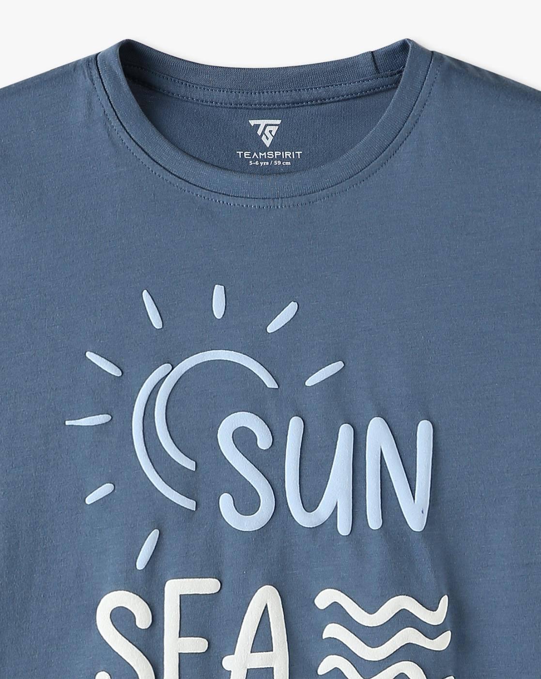 Boys Sun Sea Sky Print Tailored Fit Round-Neck T-Shirt
