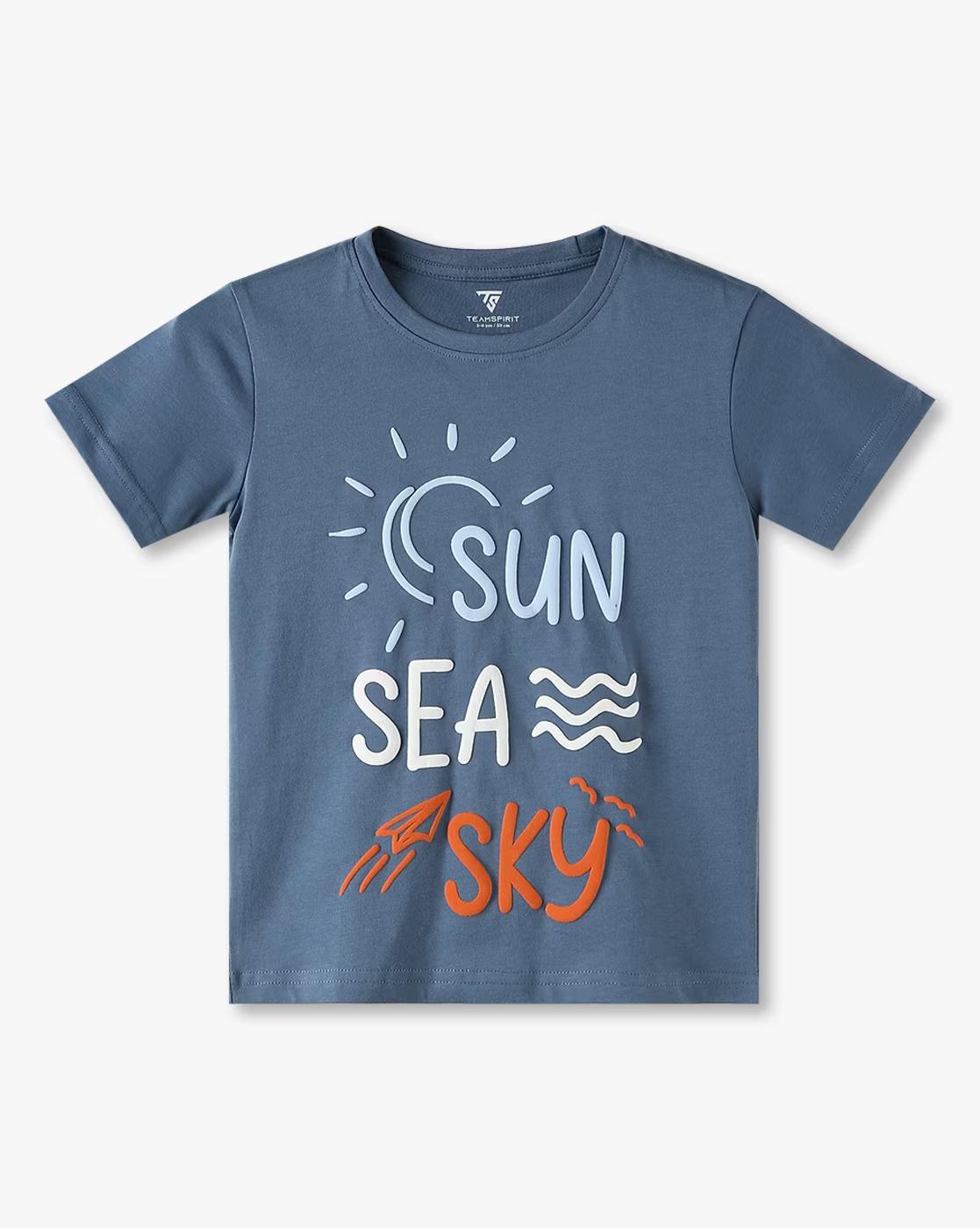Boys Sun Sea Sky Print Tailored Fit Round-Neck T-Shirt