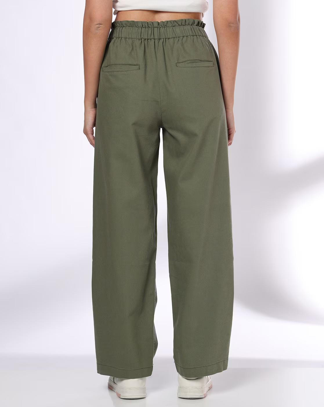 Paperbag Waist Straight Fit P, OLIVE, 30