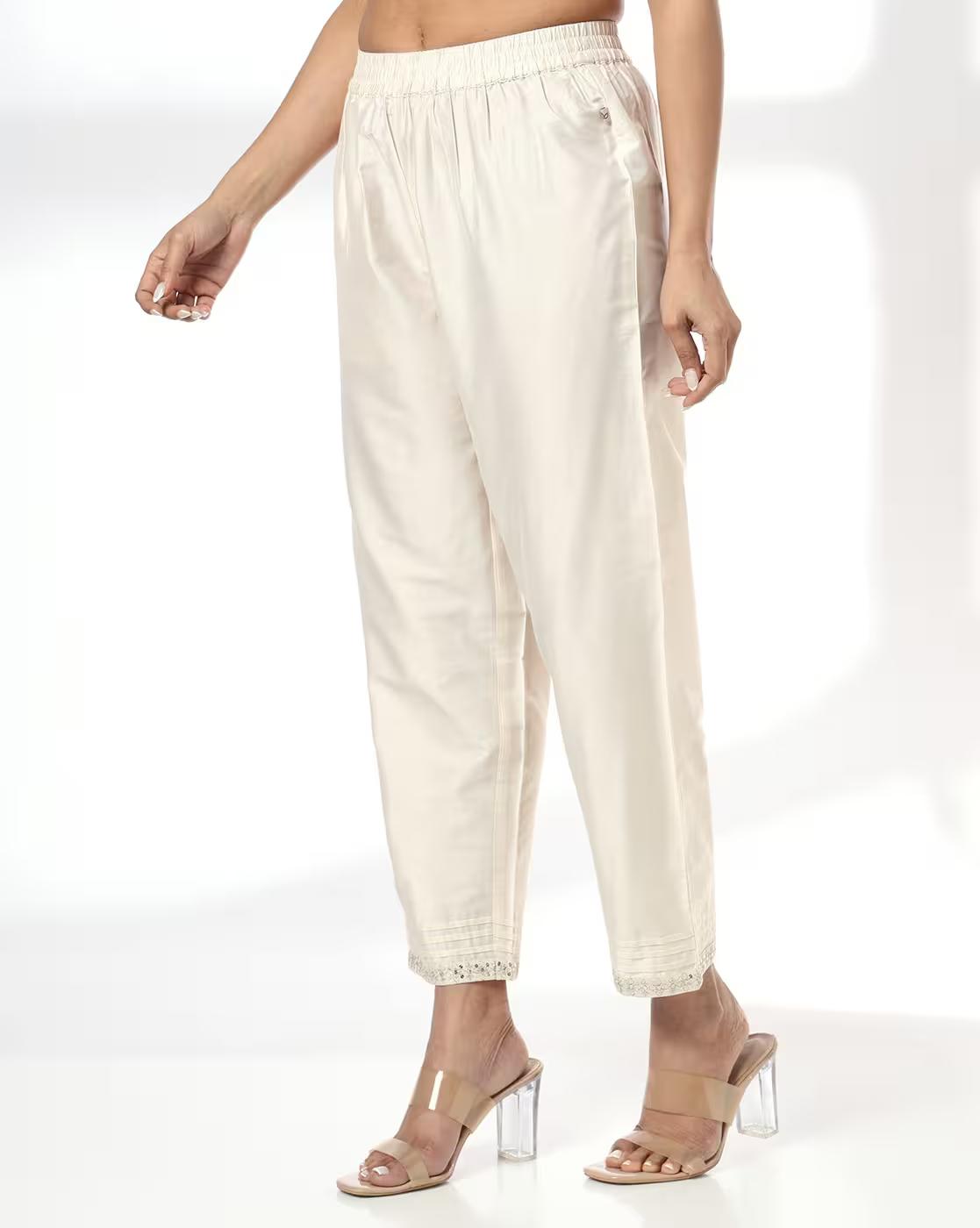 STRAIGHT PANT, OFF WHITE, M