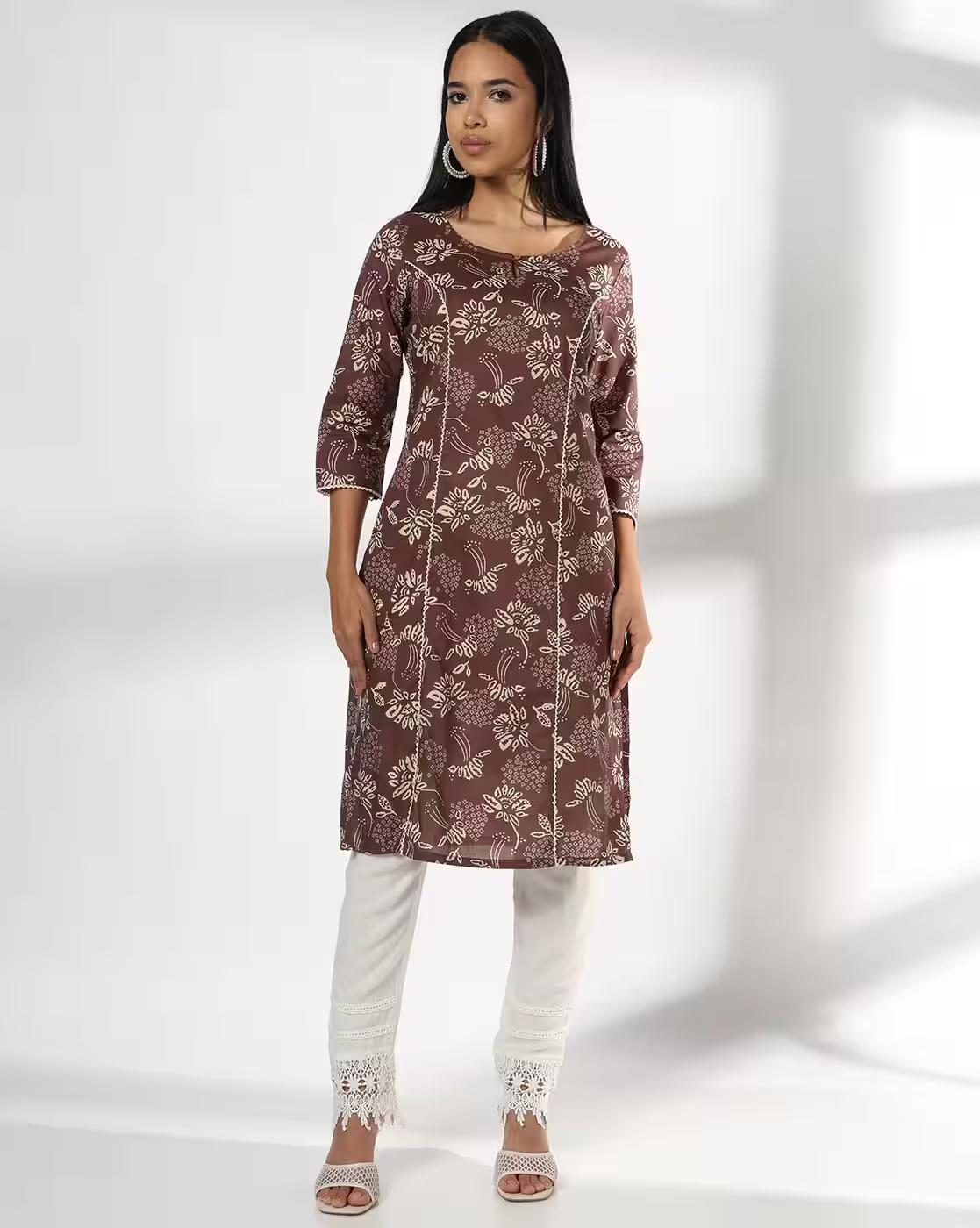 Women Floral Print Straight Kurta