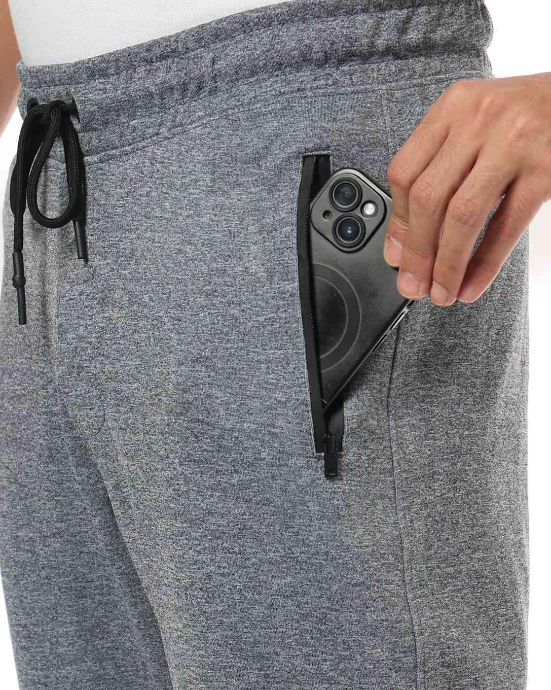 Men Heathered Waterproof Reverse Zipper Joggers