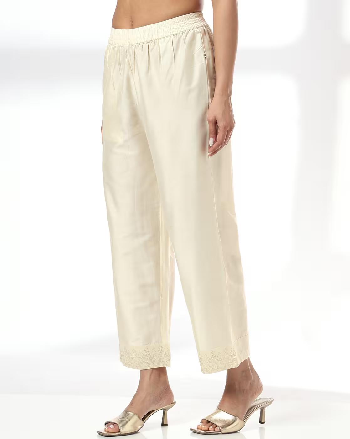 PRINTED PANT, CREAM, M