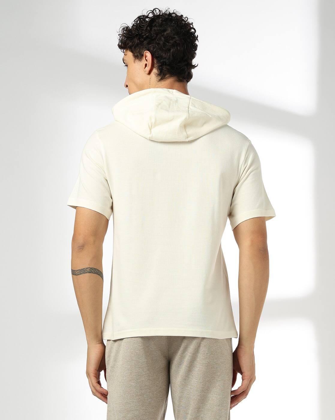 Men Minimalist Future Print Regular Fit Hooded T-Shirt