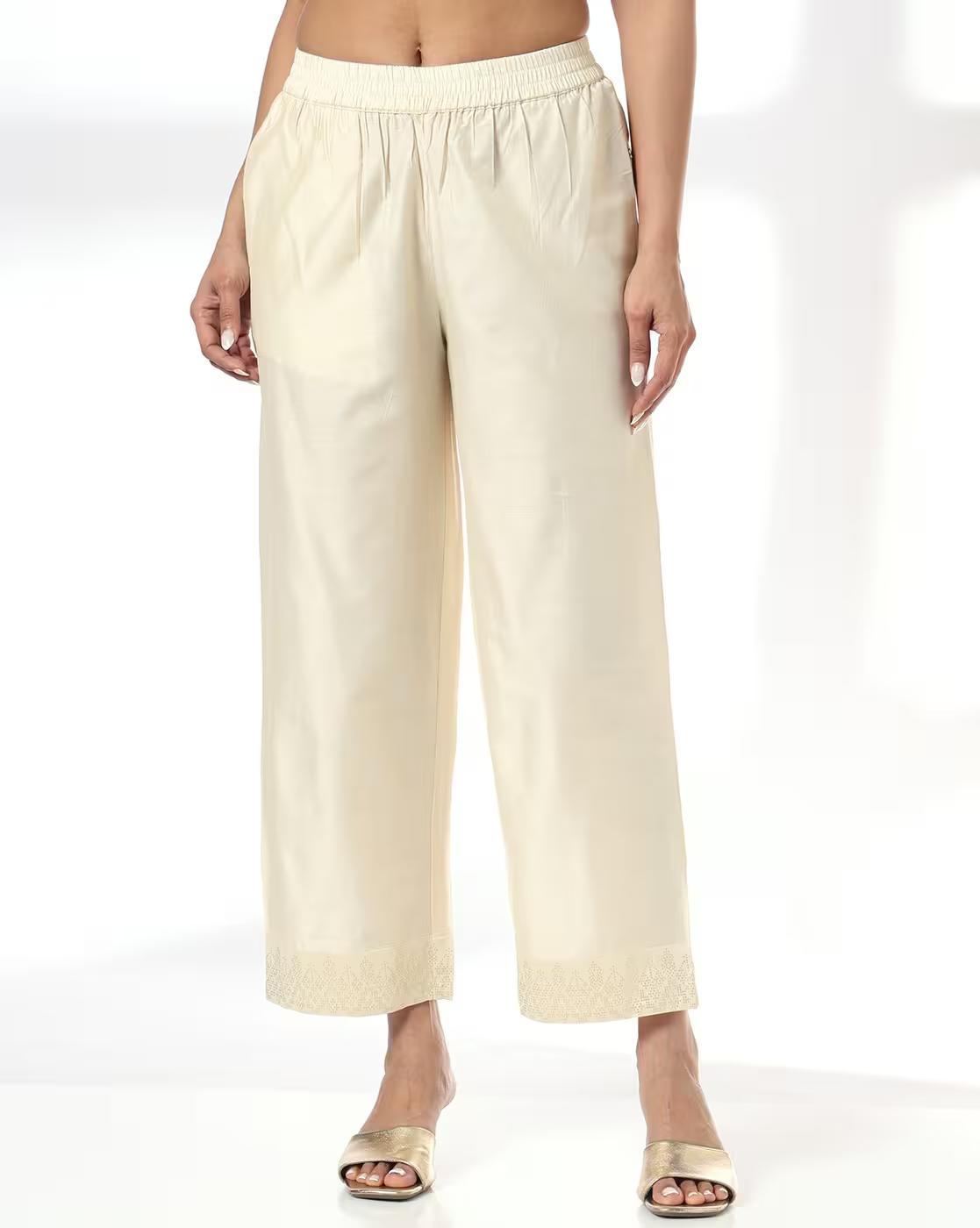 PRINTED PANT, CREAM, M
