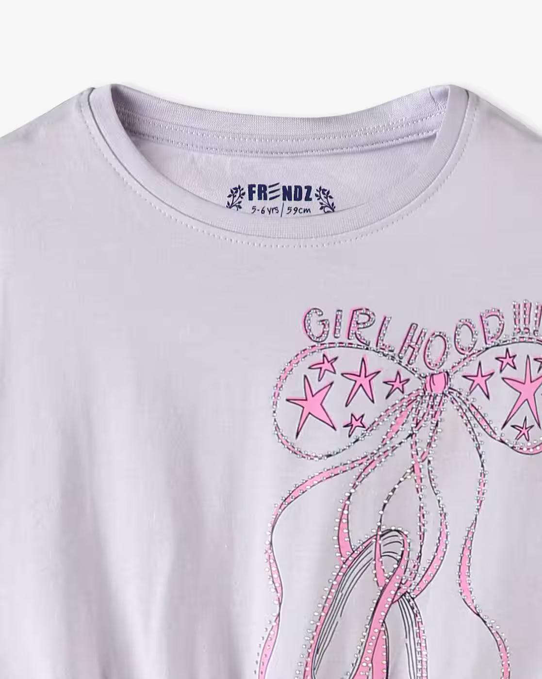 Girls Girlhood Print Regular Fit Round-Neck T-Shirt